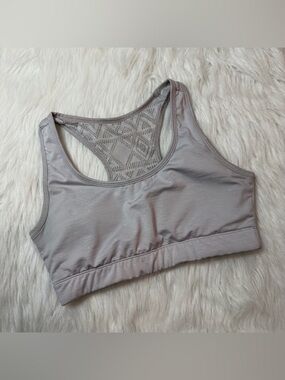 ZYIA Active Gray White Padded Sports Bra